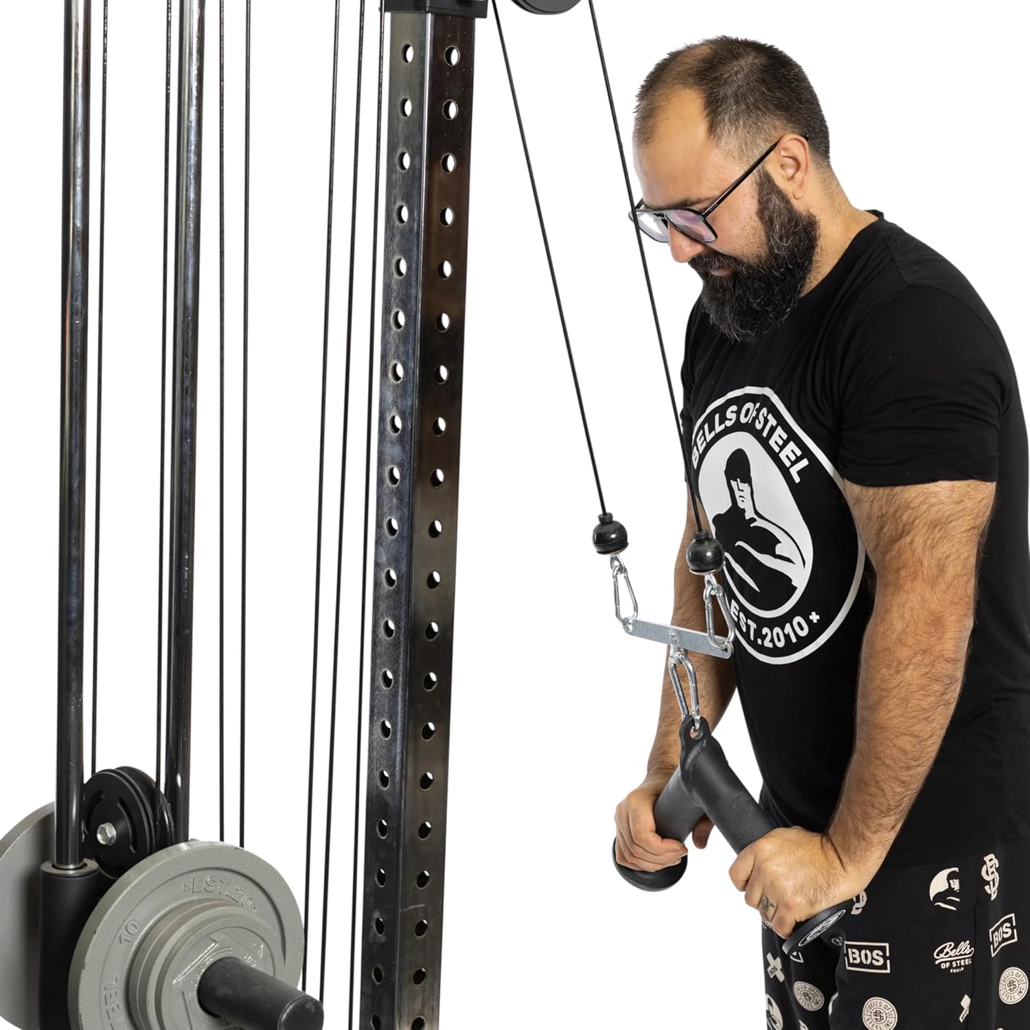 Fat V Bar Attachment, 2in Diameter [Bells of Steel] Tricep Press Down Barbell, V Handle Cable Attachment, Vbar Pushdown