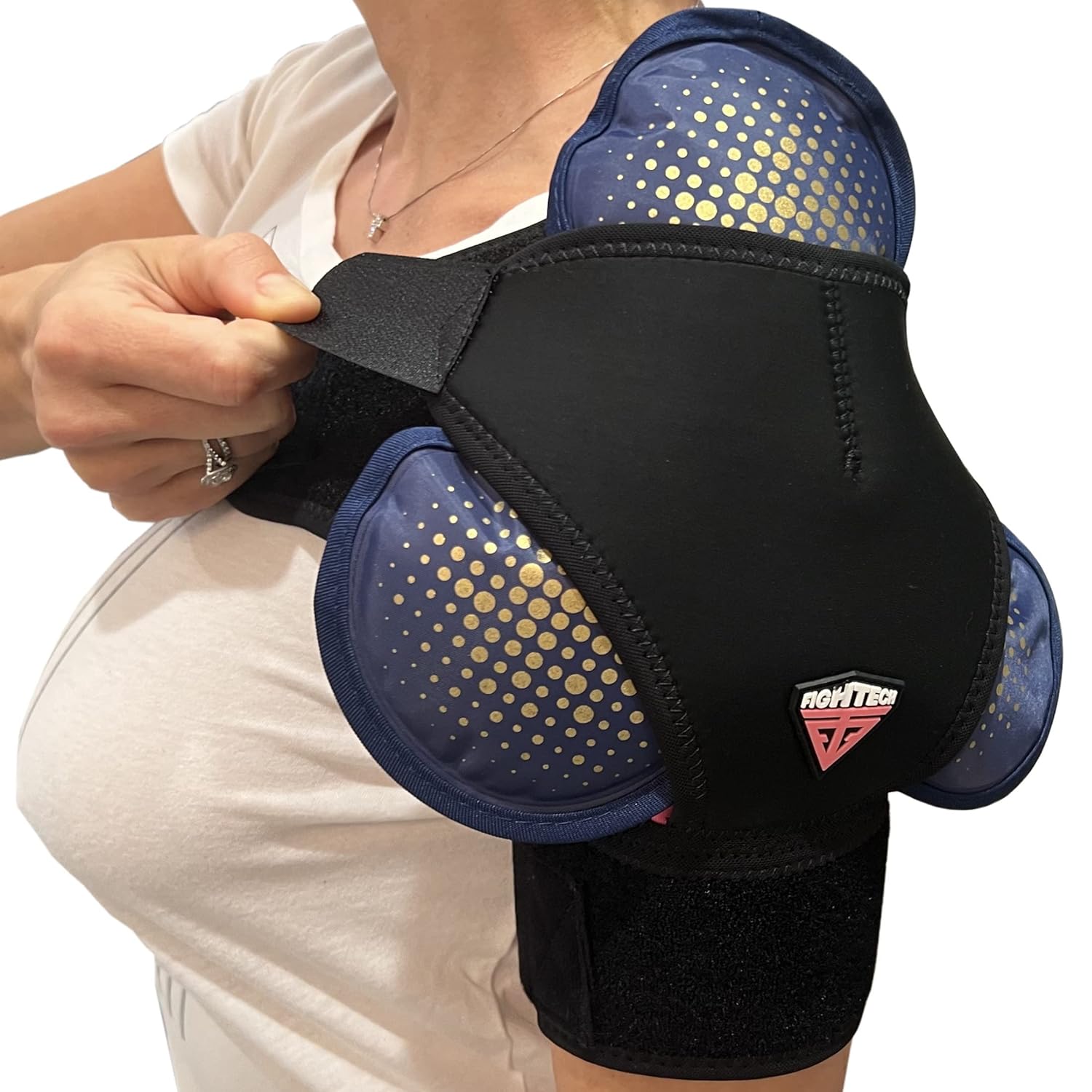 FIGHTECH Shoulder Brace with Reusable Hot and Cold Therapy Gel Pack Shoulder Brace Large X-Large Pink