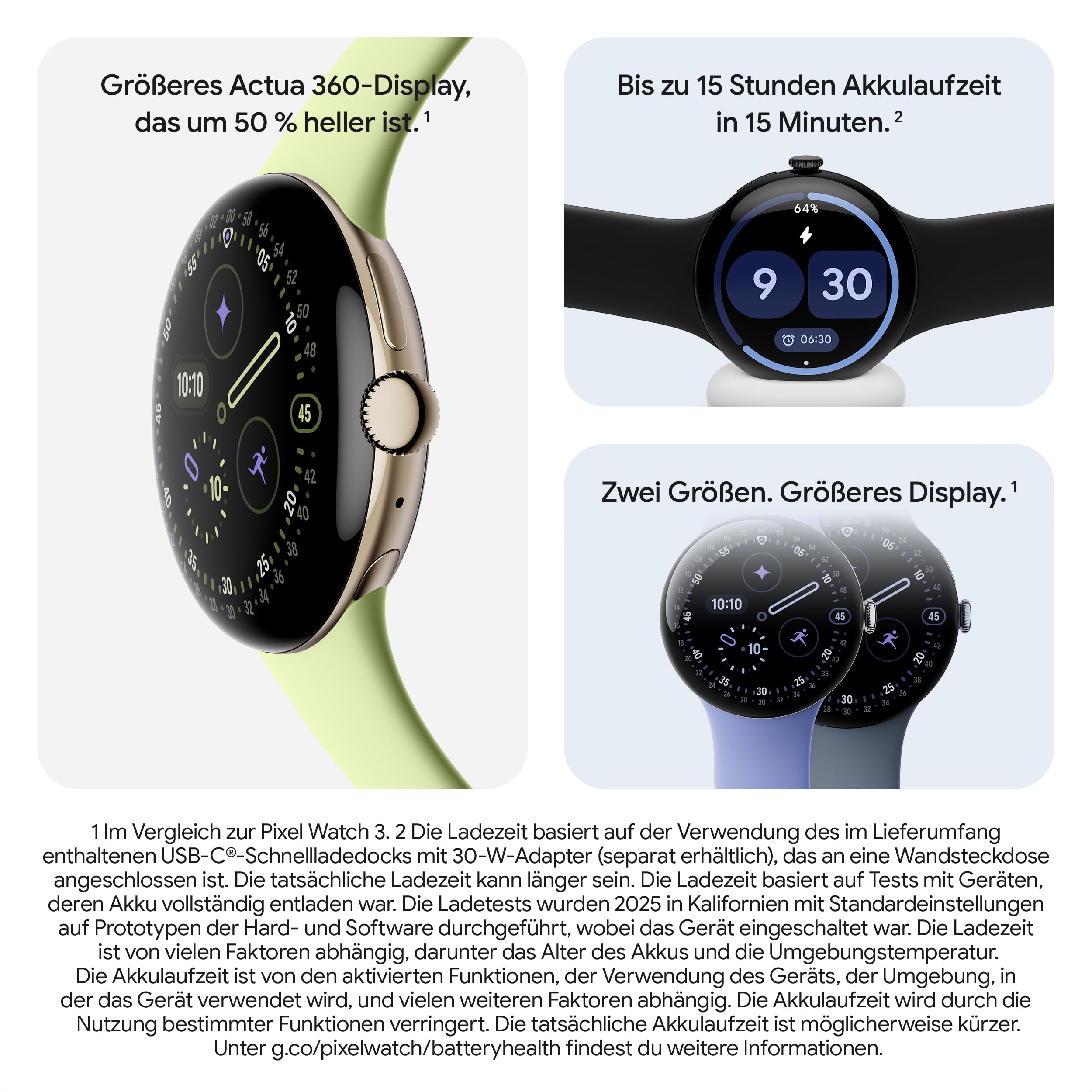 Google Pixel Watch 4 (45 mm) Android-Smartwatch Aluminiumgehäuse Satin Moonstone Sportarmband Moonstone WLAN