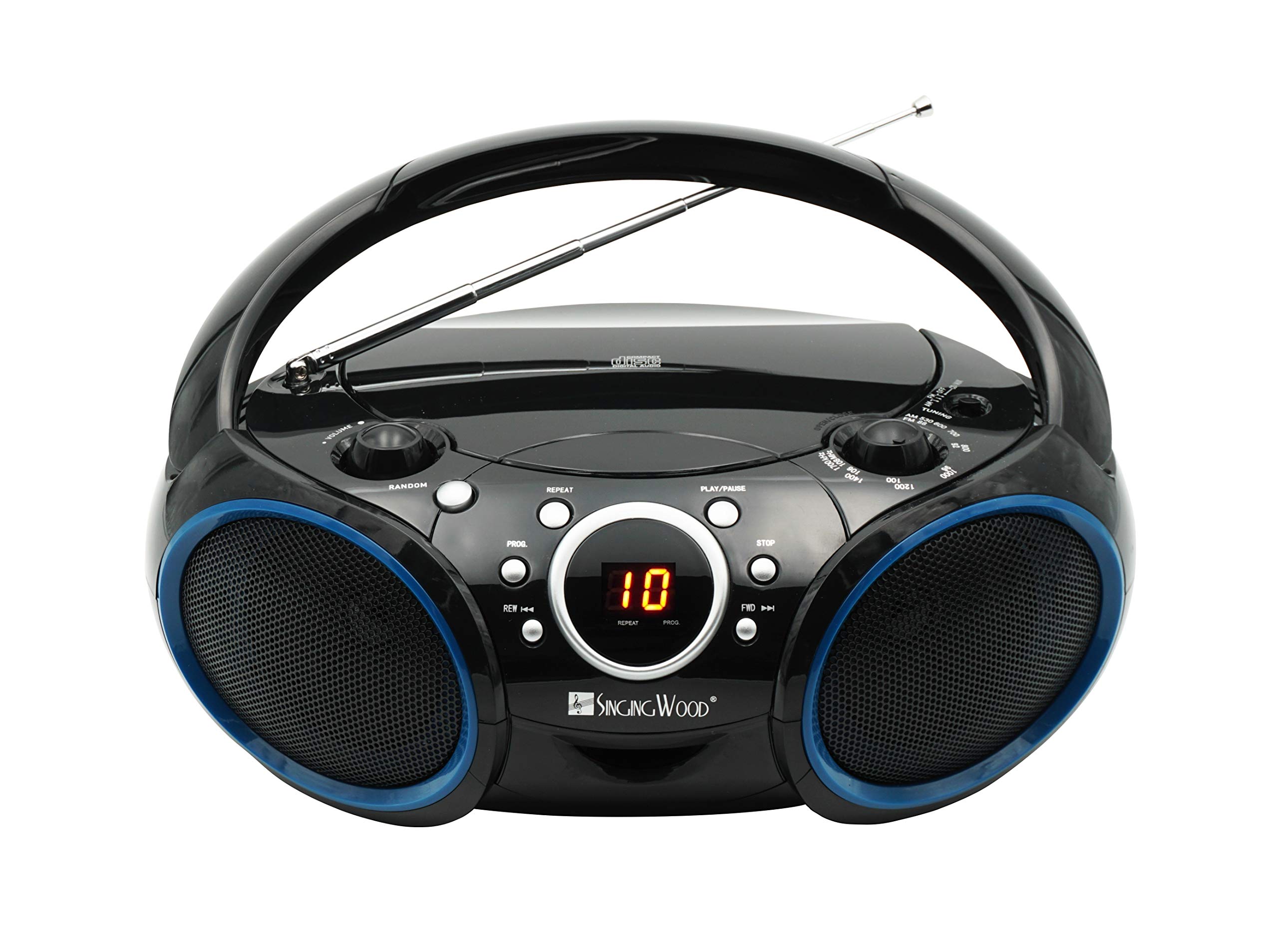 SINGING WOOD 030C Portable CD Player Boombox with AM FM Stereo Radio, Aux Line in, Headphone