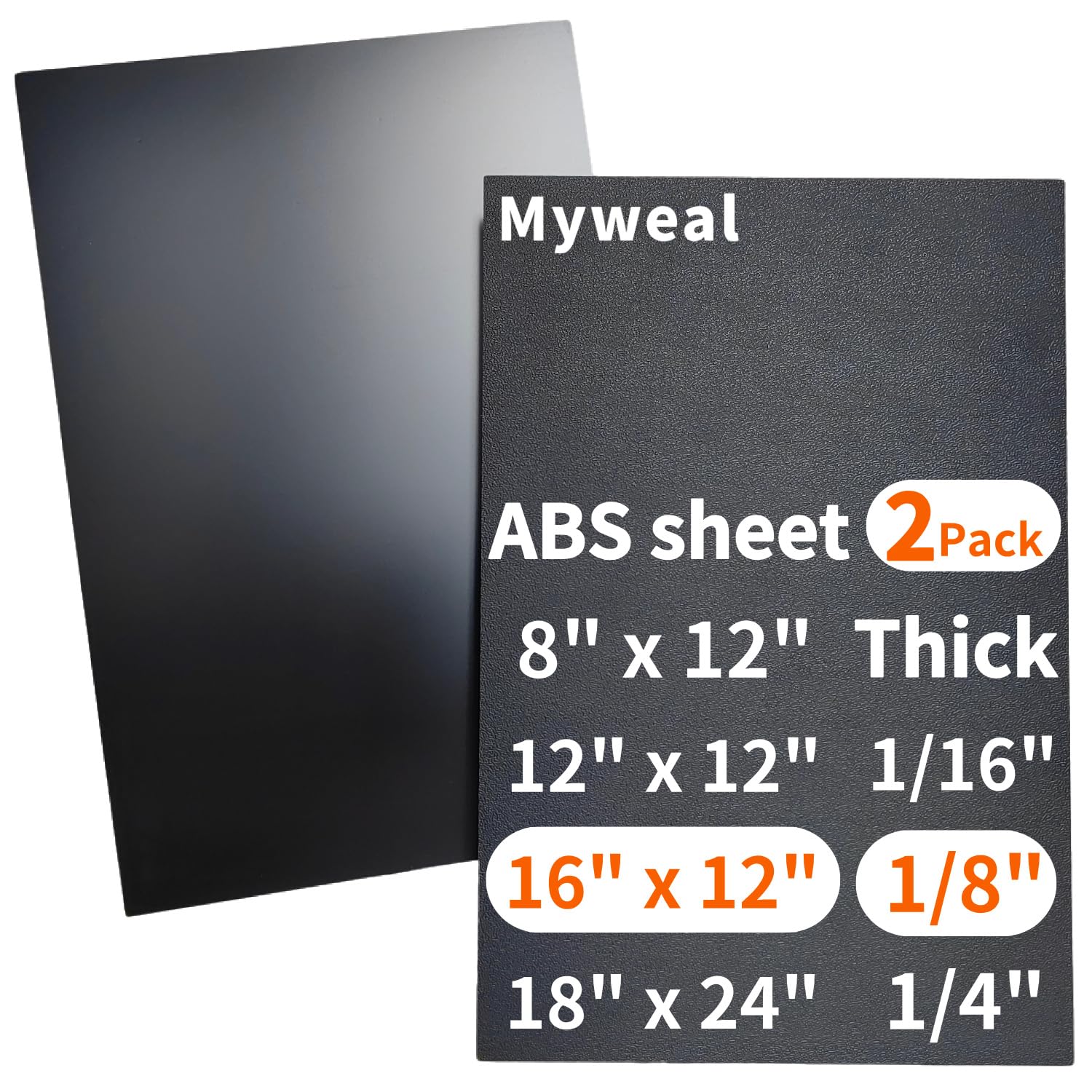 Black ABS Plastic Sheet - 8" x 12" -19