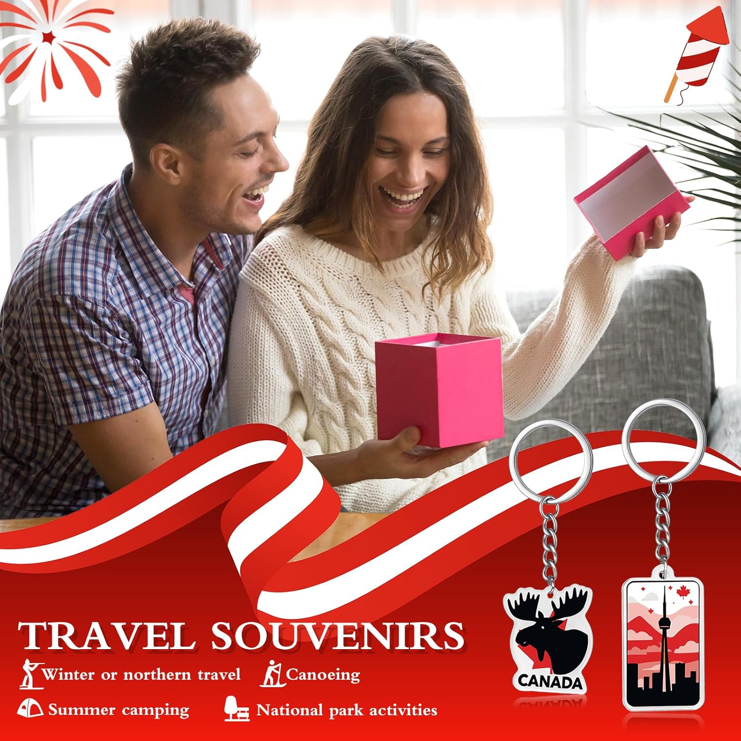 Nosiny 12 Pack Canada Keychain Acrylic Key Rings Maple Leaf Keychain Canada Gifts Souvenir for Women Men Collection Canadian Themed Party Decorations Purse Handbag Charm Pendant - Image 4