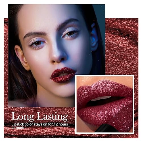 Miniatura 5 de Lápiz labial Diamond - Brillo de labios y sombra de ojos impermeable de larga duración, con purpurina, copa antiadherente de alto brillo, brillo de