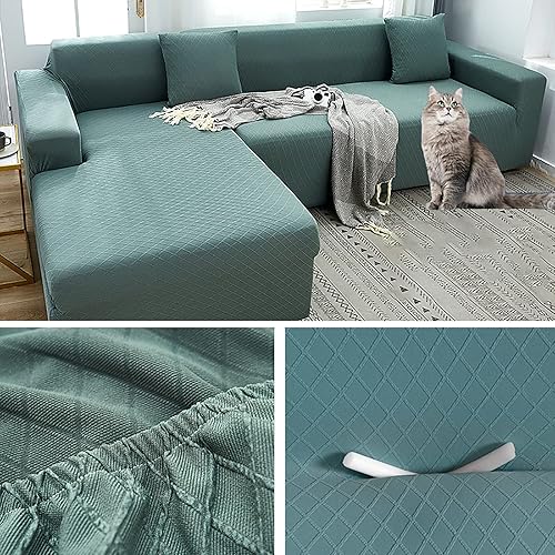Miniatura 4 de Konsilsa Funda de sofá modular de alta elasticidad, funda de sofá suave jacquard lavable con parte inferior elástica, protector de muebles para sofá