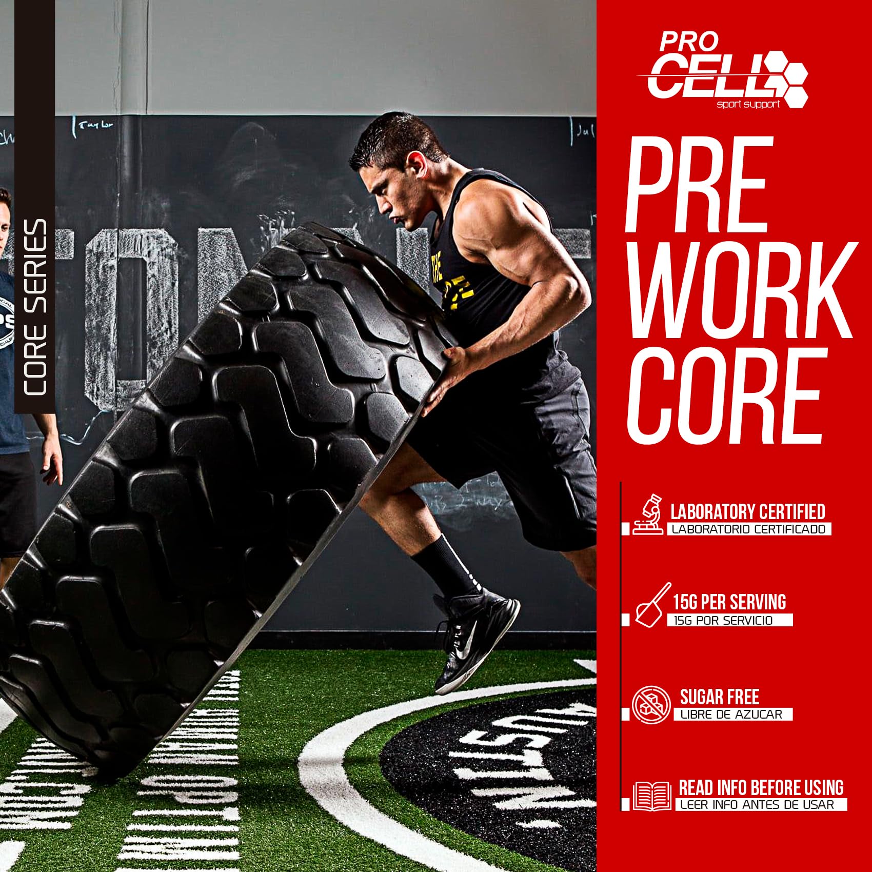 PreWorkCore | Pack x2 uds,. Pre Entreno con Creatina, Aminoácidos y Cafeína (600 gr) - Sabor Lima Limón, Sin Azúcar - Con Vitamina B6, C, Taurina, Guaraná - Pre Workout Gimnasio - Aumenta Fuerza