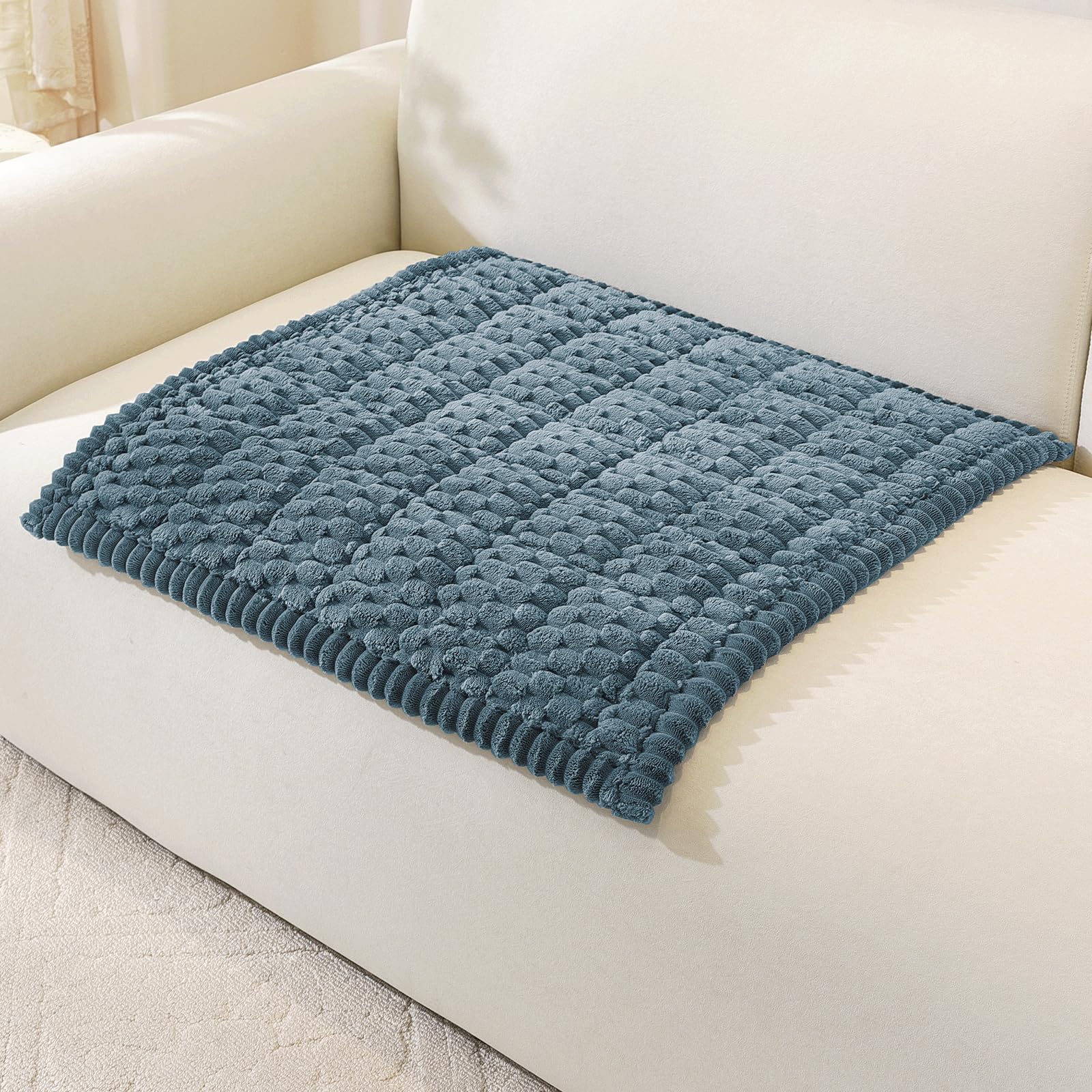 Royhom Pet Sofa Arm Cover Washable, Soft Thick Fuzzy Sofa Arm Protector Covers, Armchair Covers for Dogs, Backrest Covers Furniture Slipcovers (Blue, 70x70cm)