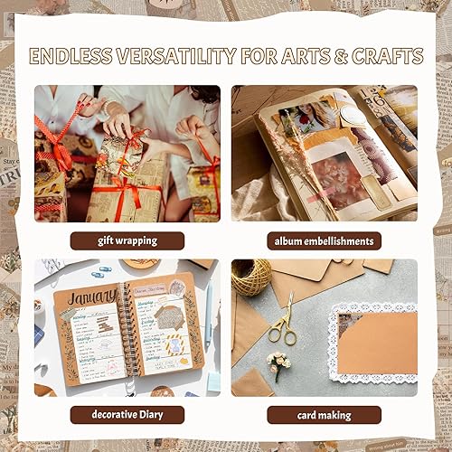 Miniatura 5 de 240 hojas de diario de chatarra vintage hechas a mano, incluyendo revista de matemáticas, periódico, partituras y papel kraft para álbumes de