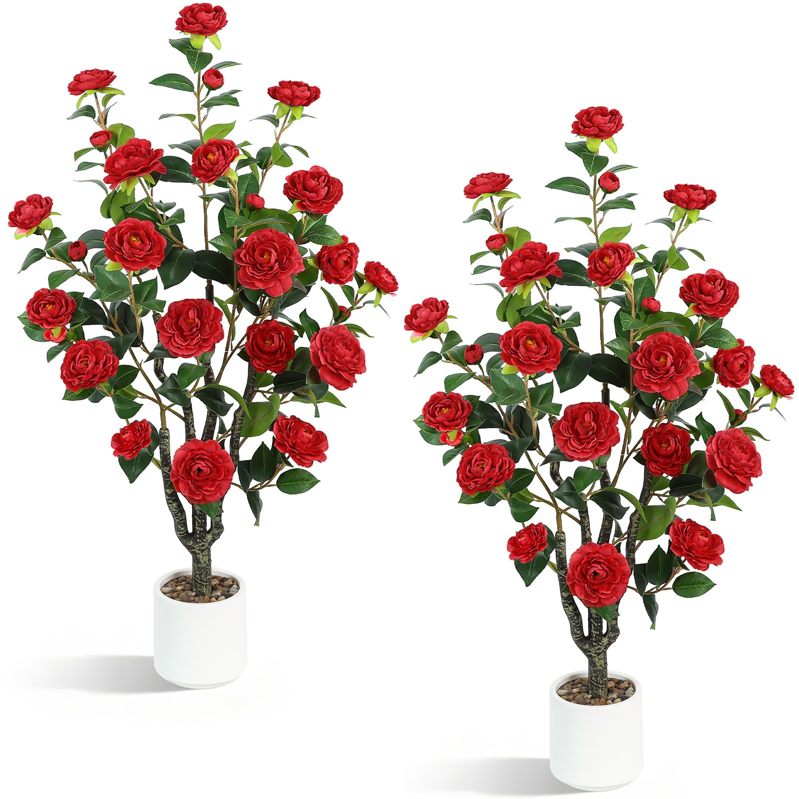 UPBUD 3.3FT Artificial Camellia Tree 2-Pack