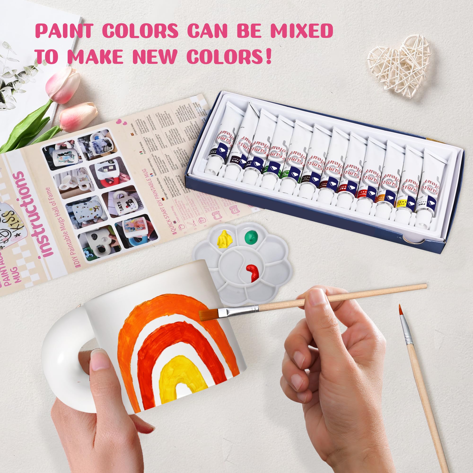 Kit Paint-a-mug Doppio Kit Personalizza Tazze - Paint-a-Mug Doppio Con Colori, Pennelli E Guida Per Decorare Ceramica Painting Ideas - 9