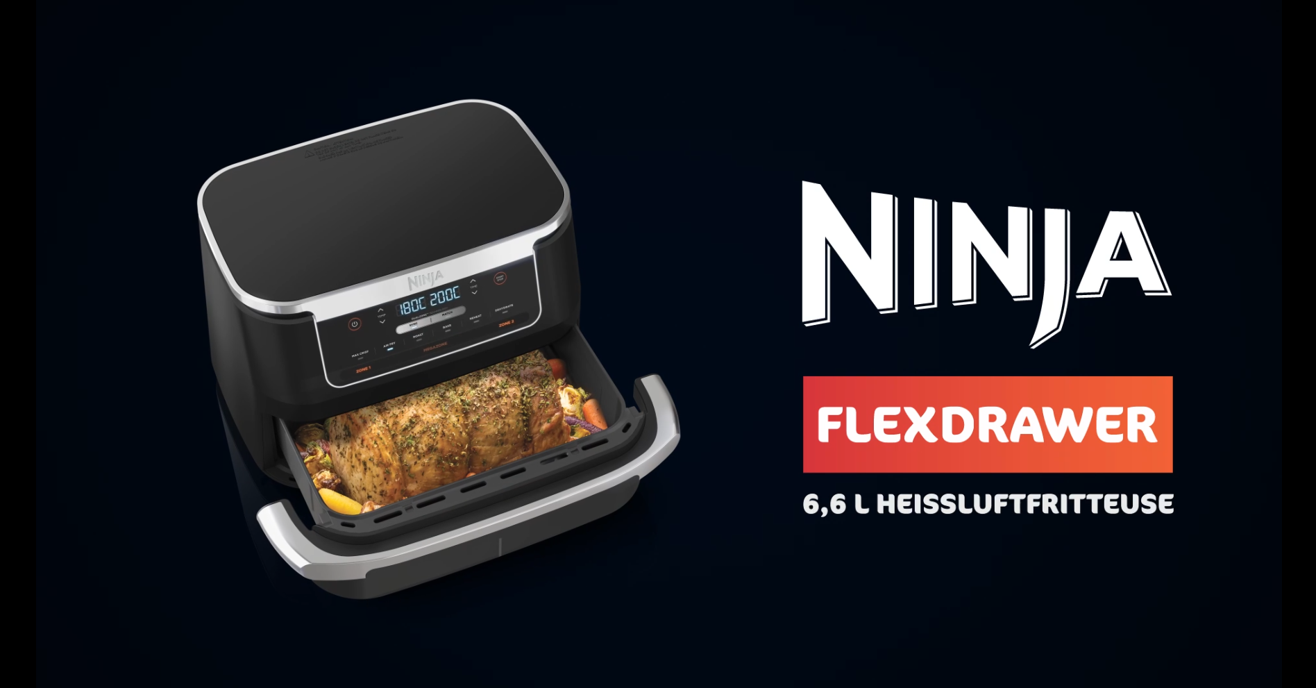 Ninja AF500EUWH FlexDrawer, Dual Zone with Removable Divider, Large 10.4L Drawer, 7-in-1, Air-Fryer uses no Oil, Air Fry, Roast, Bake, Max Crisp - white