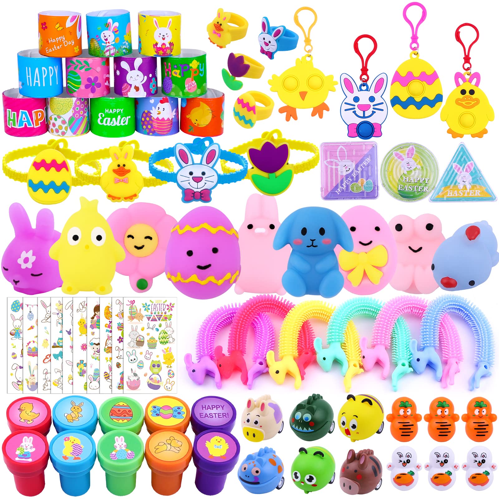 XIMISHOP 73PCS Easter Party Favors Assortment Bulk, Easter Egg Fillers Basket Stuffers Classroom Exchange Gift Prize for kids girls, Easter Pinata Filler Goodie Bags