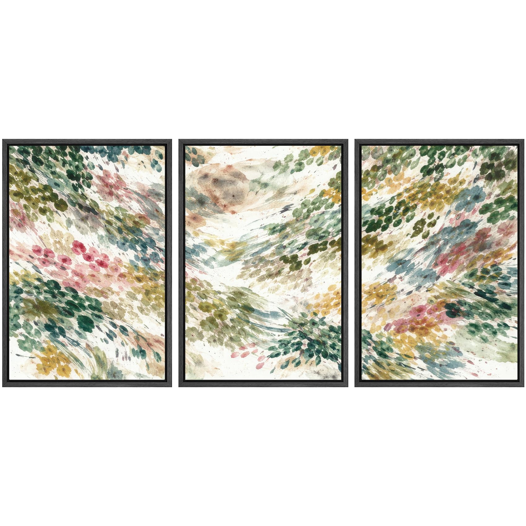 SIGNWIN Framed Canvas Print Wall Art Set Blue White Grunge Geometric Pattern Abstract Shapes Cozy Neutral Decorative Contemporary Minimal for Living Room, Bedroom, Office - 24"x36"x3 Natural — view 131