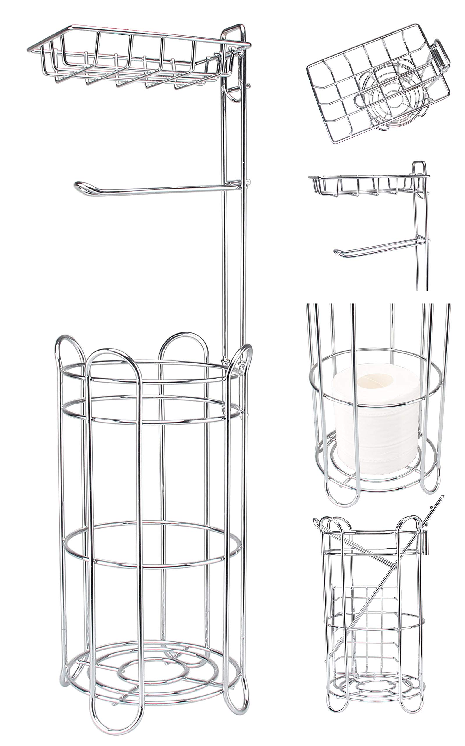 Ever Rich ® Toilet Papar Holders Free Standing Toilet Tissue Papaer Stand/Holder (Tissu Holder Bronze) (Silver)