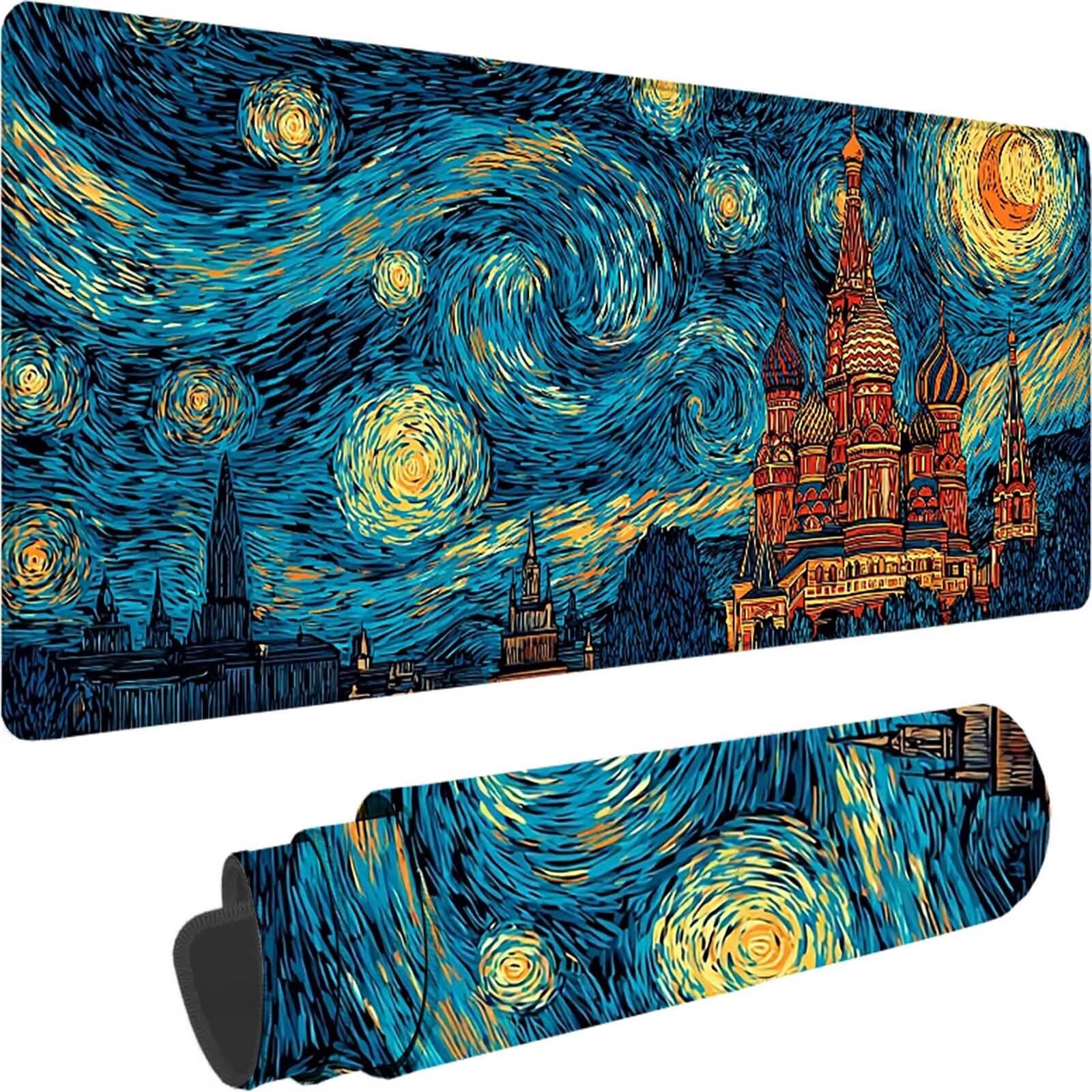 Podkładka pod mysz do gier, niebieska, duża podkładka pod mysz 1600 x 800 x 3 mm z przeszytymi krawędziami, mata na biurko zamek, rozszerzona podkładka pod mysz XXL z antypoślizgową gumową podstawą