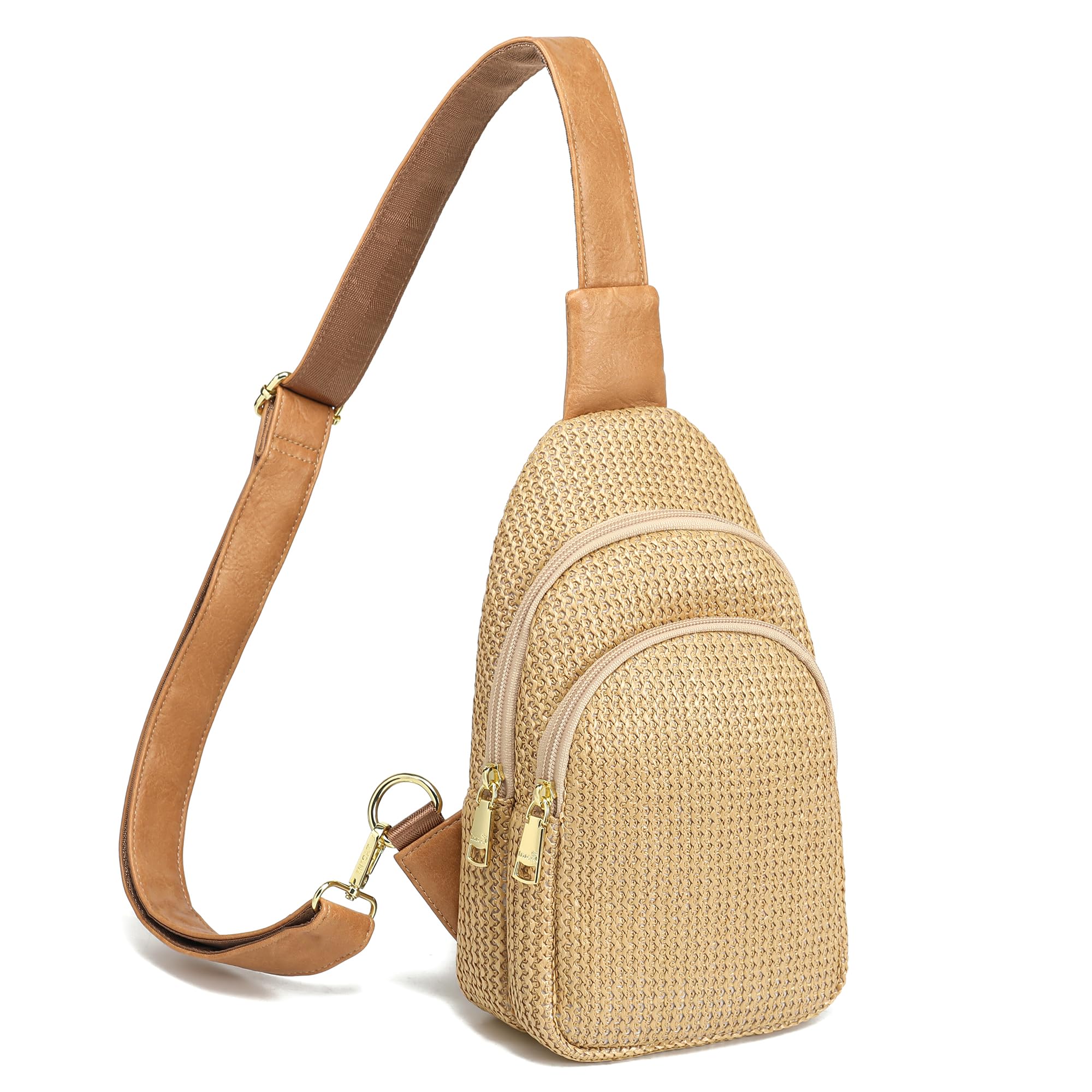 INICAT Small Faux Straw Crossbody Bag for Women, Lightweight Summer Beach Sling Purse for Everyday Errands and Casual Outings