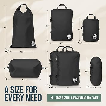 TRIPPED Travel Gear Large Compression Packing Cubes 7-Piece Set for Travel