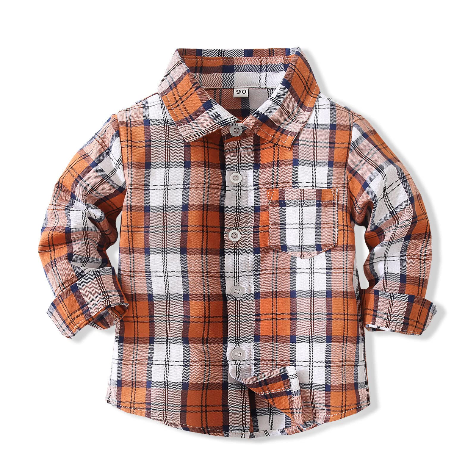 xinyeboy Toddler Baby Boy Girl Plaid Shirt Long Sleeve Button Down Dress Shirt for Holiday