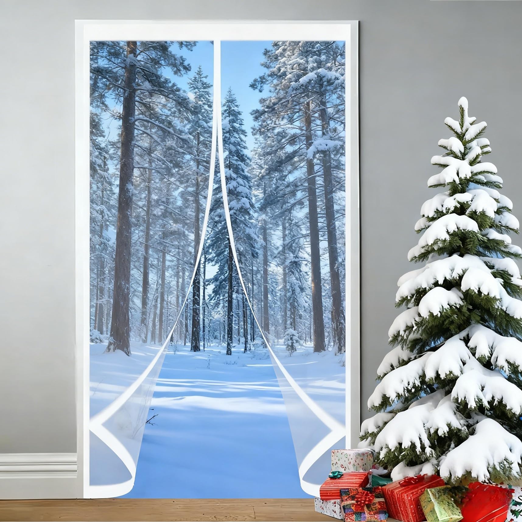 Rideau de porte d'hiver contre le froid fermeture automatique 122x112