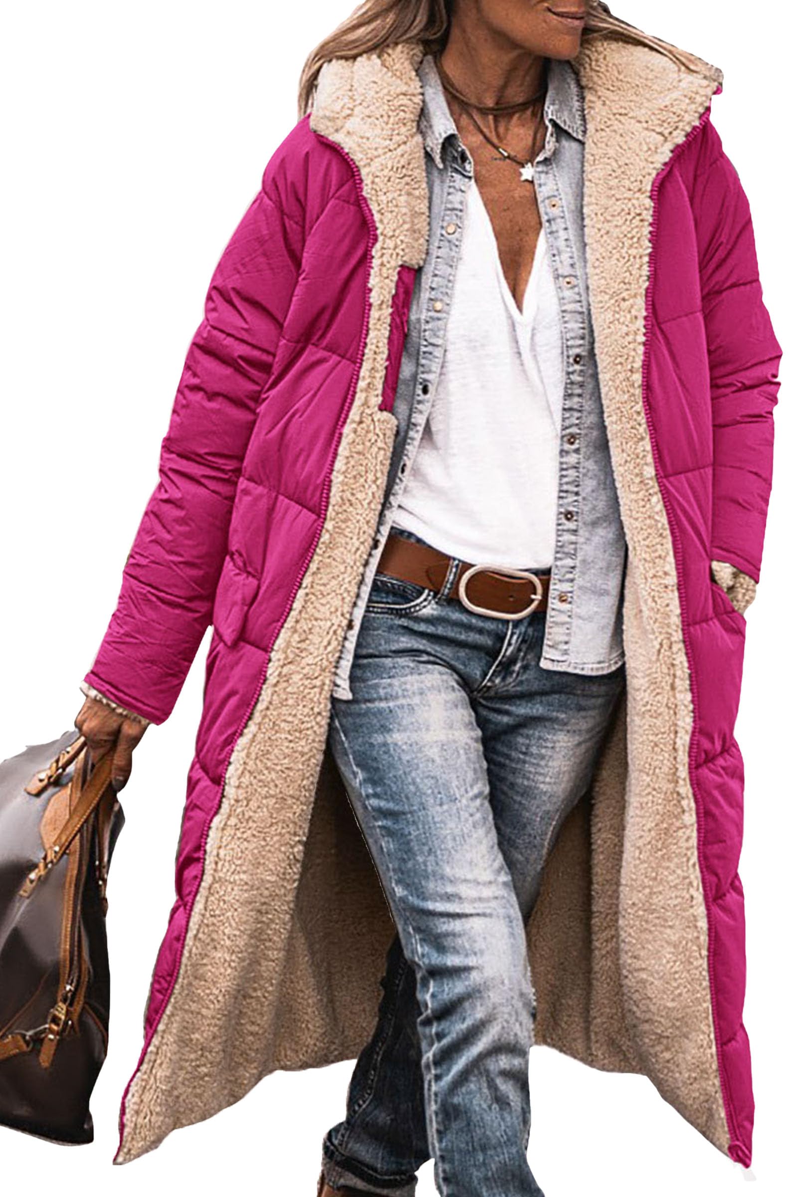 PRETTYGARDEN Women's 2025 Winter Fashion Clothes Oversized Shearling Fleece Long Coats Jackets