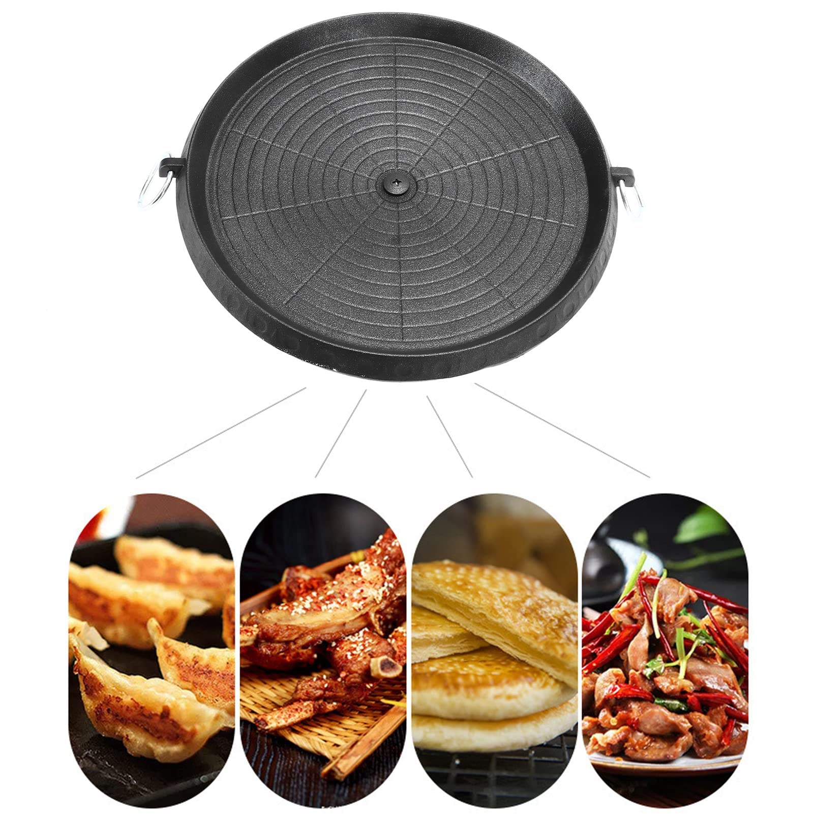 HERCHR Gril Antiadhésif Pour Barbecue Coréen, Poêle à griller pour barbecue de style coréen,plaque de gril avec surface enduite Maifan pour dessus de cuisinière, grillades intérieures et extérieures