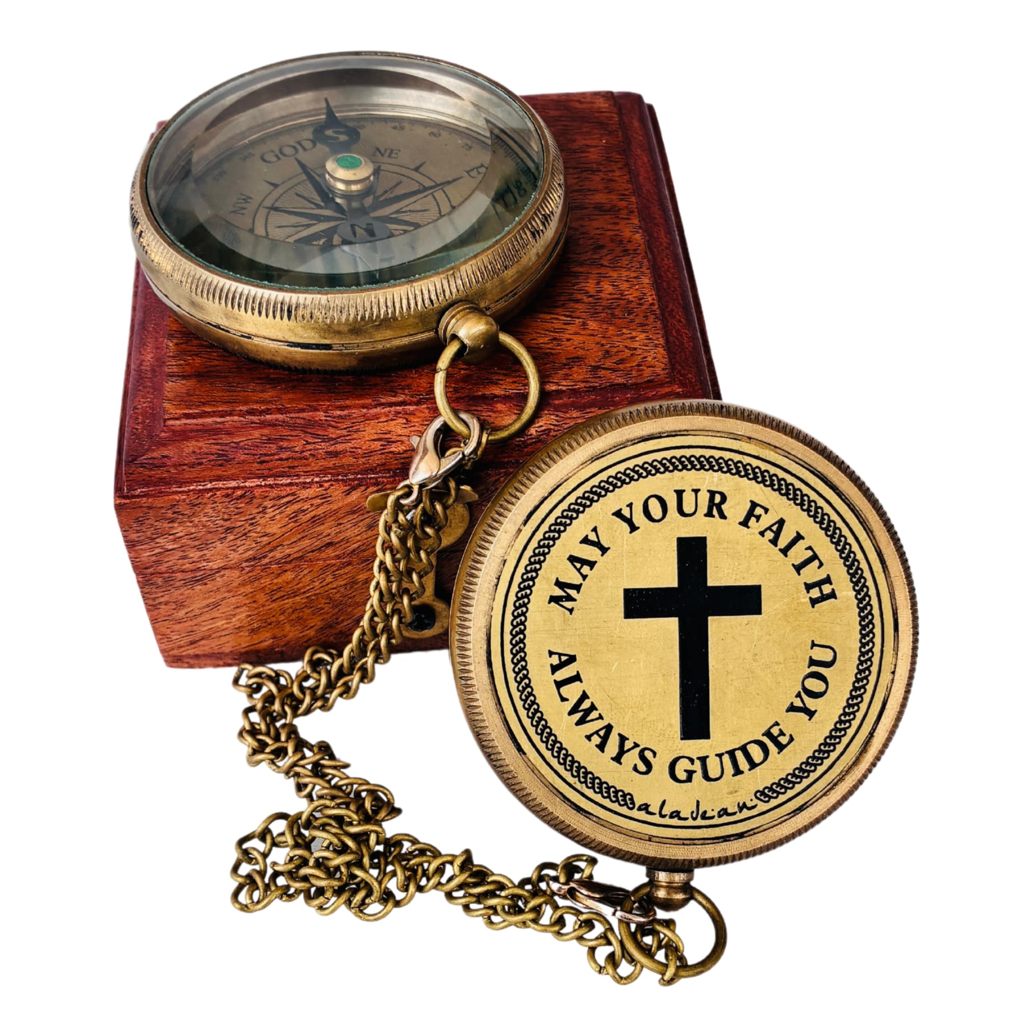 Boussole en Laiton 5,1 cm | Citation gravée pour Anniversaire, Mariage, Noël, Thanksgiving, Remise de diplôme, Confirmation, baptême