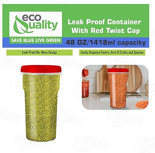 Miniatura 5 de Recipientes transparentes de 48 onzas con tapas a prueba de fugas, color rojo, recipientes herméticos reutilizables de plástico para almacenar