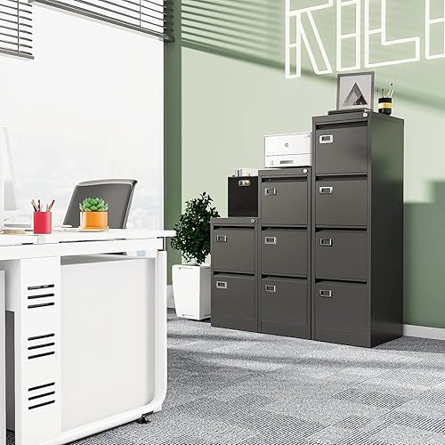 Miniatura 6 de Archivador de 3 cajones para oficina en casa, archivador vertical con cerradura, archivador de metal con bloqueo, archivador pequeño organizador