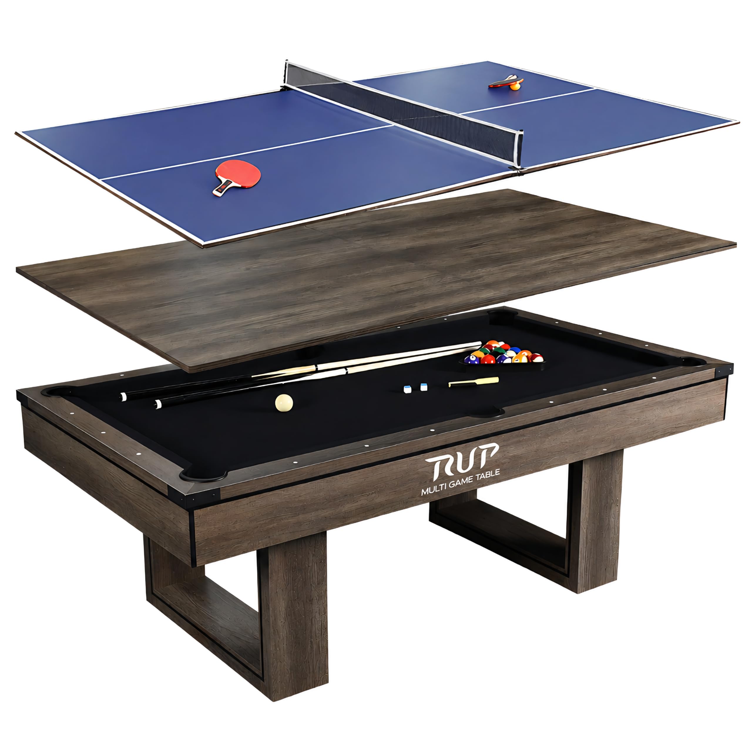RUP 7ft 3-in-1 Multi Game Table | Pool Table + Table Tennis + Dining/Conference Table | Premium MDF Construction | Complete Accessories Included | Indoor Family Entertainment | 214 x 120 cm-picture-23