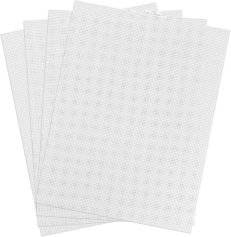 NQEUEPN Műanyag Hímzőháló Szett - 4 db Fehér Műanyag Keresztszemes Háló (34,5 x 26,4 cm, 10 CT) - Kézimunkához, DIY Projektekhez, Horgolásho