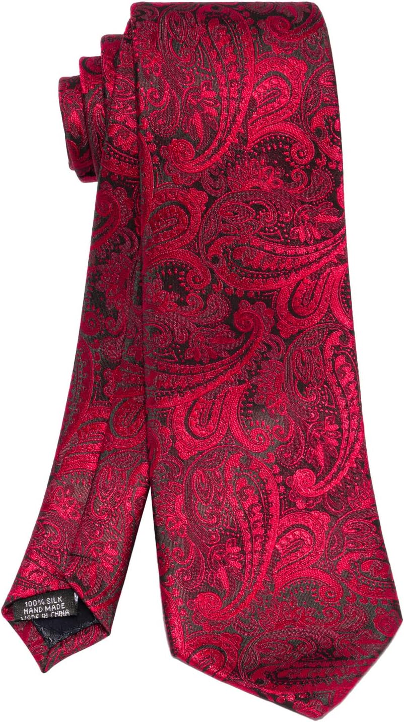 Mens Silk Tie and Pocket Square Cufflinks Clip Set, Designer Woven Necktie Set for Wedding Business Prom - Image 2