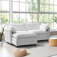 Vista 6 de Polar Aurora Sofá modular de gran tamaño, cómodo juego de sofá cama con 2 almohadas para reposabrazos, 2 asientos, combinación moderna de pana