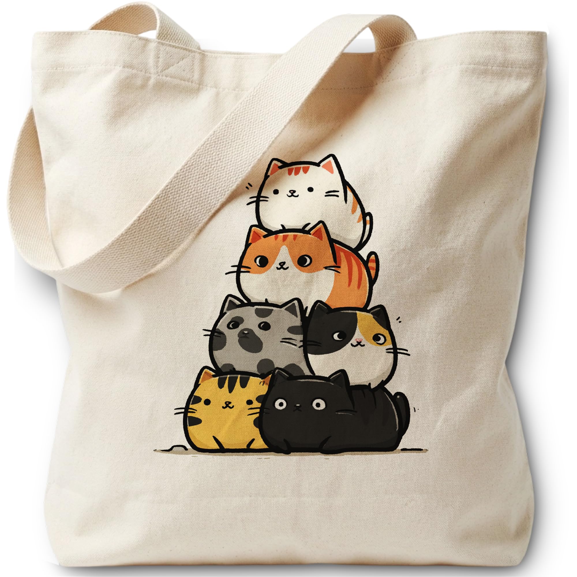 Cute Cat Tote Bag for Women Canvas Bag for Women Grocery Shopping Travel Gym Weekender Vacation Womens Work