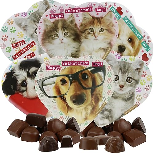 Cajas de corazón de chocolate para amantes de los animales para el día de San Valentín para gatos y perros surtido de golosinas gourmet juego de 6
