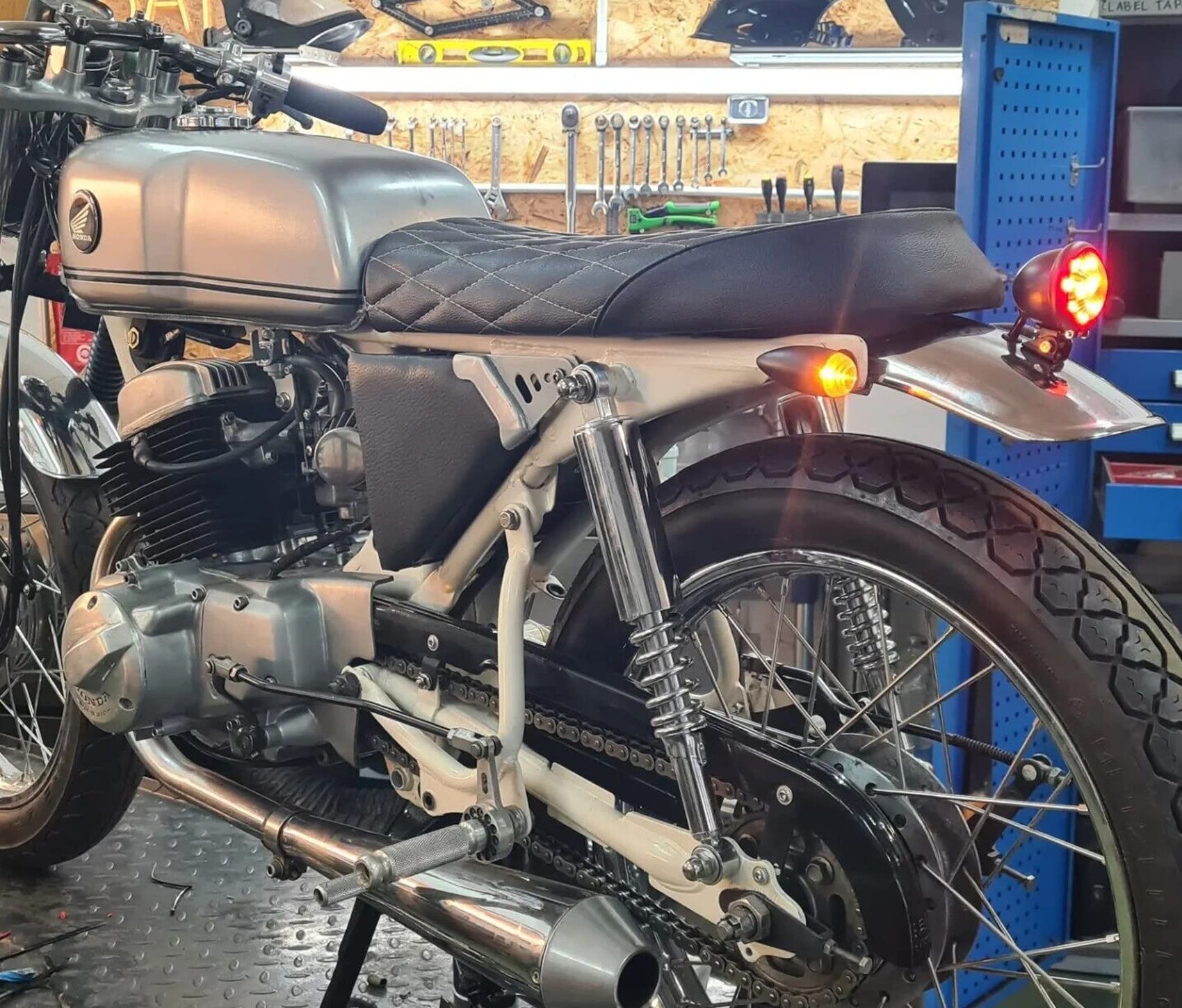 Motocykl LED tylne światło hamowania tylne do retro vintage niestandardowy projekt - matowy czarny