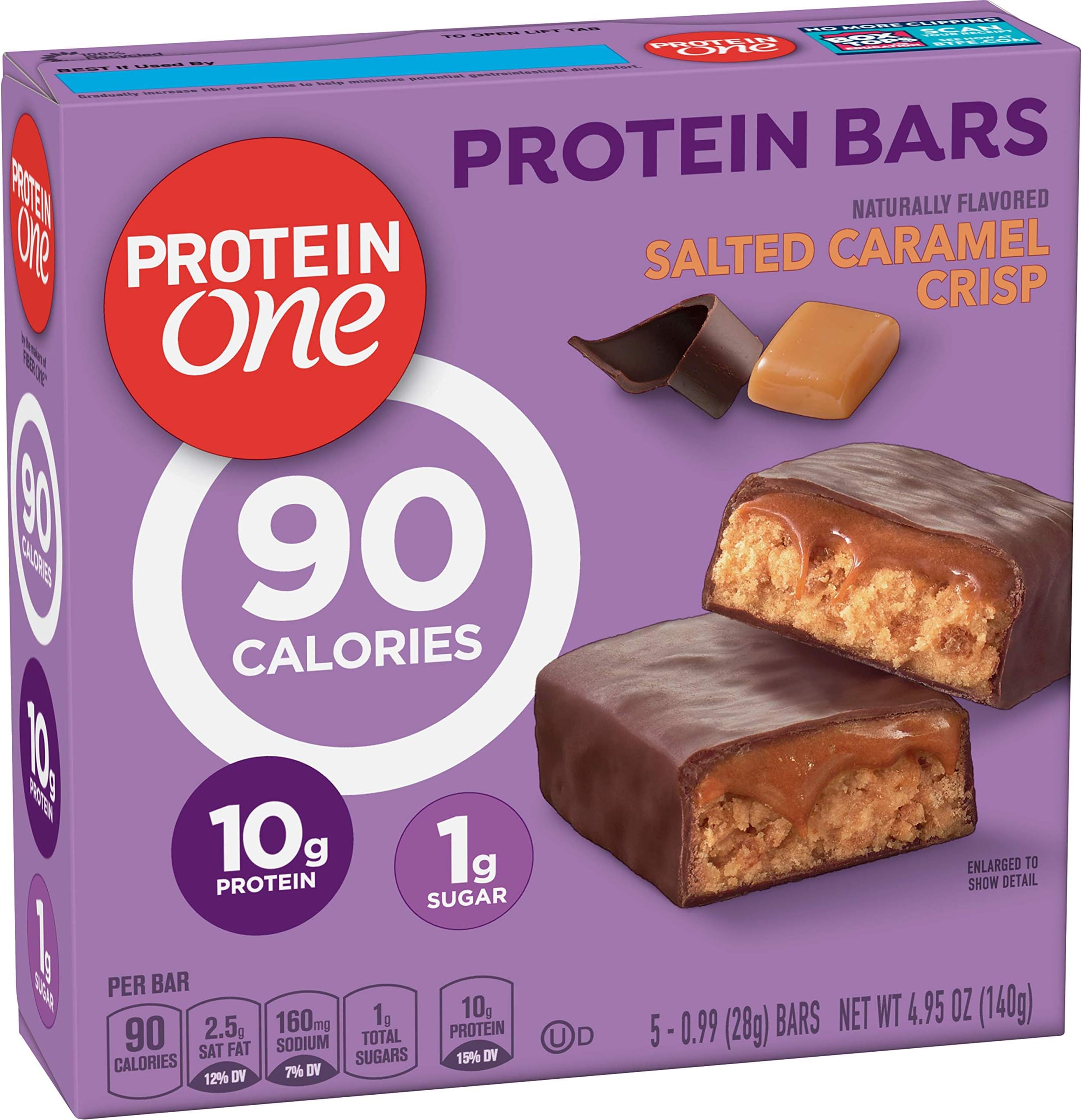 Protein One 90 Calorie Protein bar Salted Caramel Crisp, 5 Count