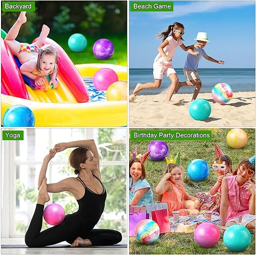 Miniatura 7 de 24 bolas inflables sensoriales de 9 pulgadas para niños, pelotas hinchables marmoleadas, bolas inflables sensoriales divertidas para interiores y