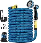 Garden Hose 50ft, Upgraded Expandable Water Hose with 10 Function Sprayer Nozzle Flexible Outdoor Yard Leak-Proof Water Pipe (50ft, Blue+Black)