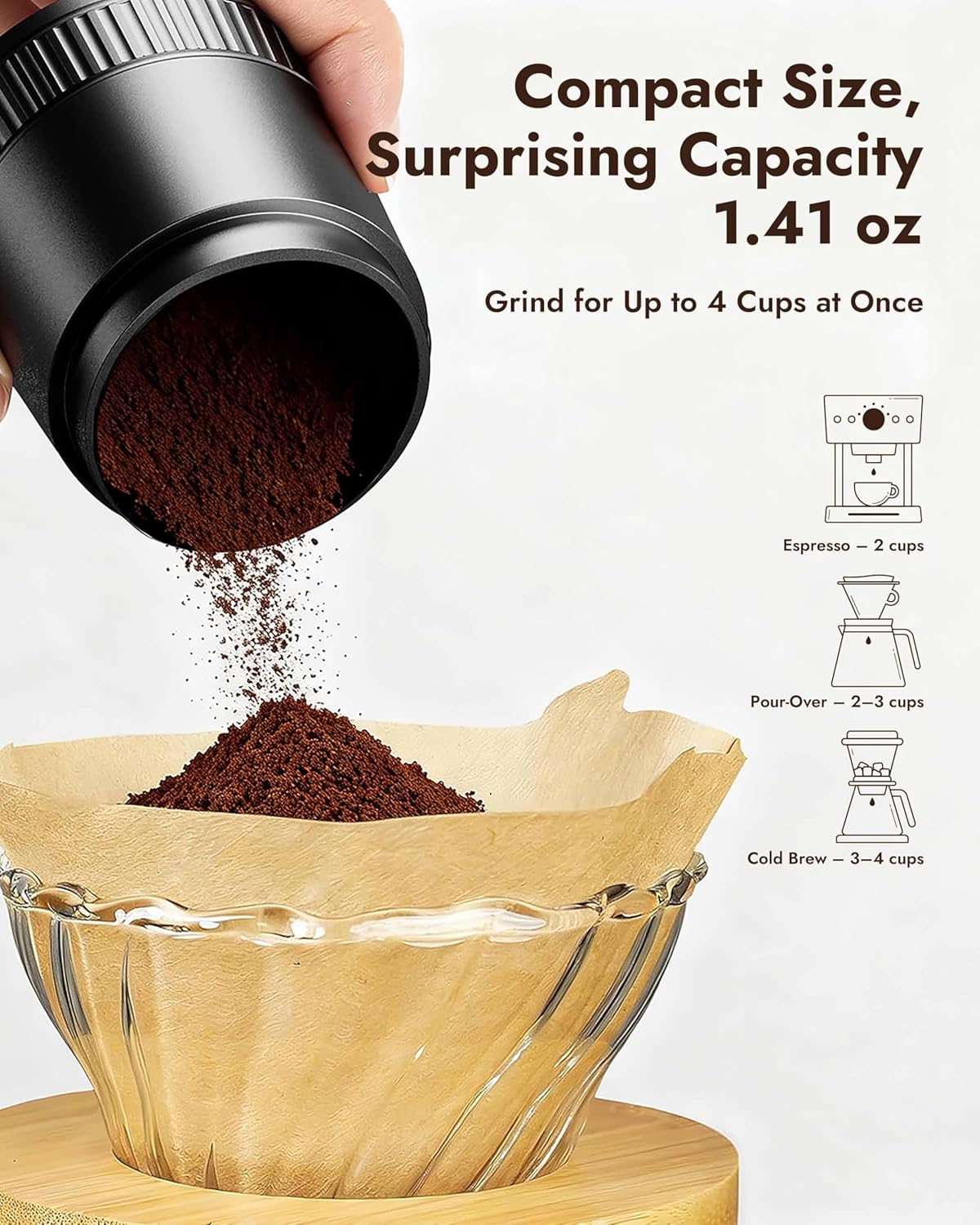 AeroGrind Manual Hand Coffee Grinder with DLC 440 Burrs, 38g Capacity Portable Coffee Bean Mill for Moka pot, French Press, Espresso, Pour Over