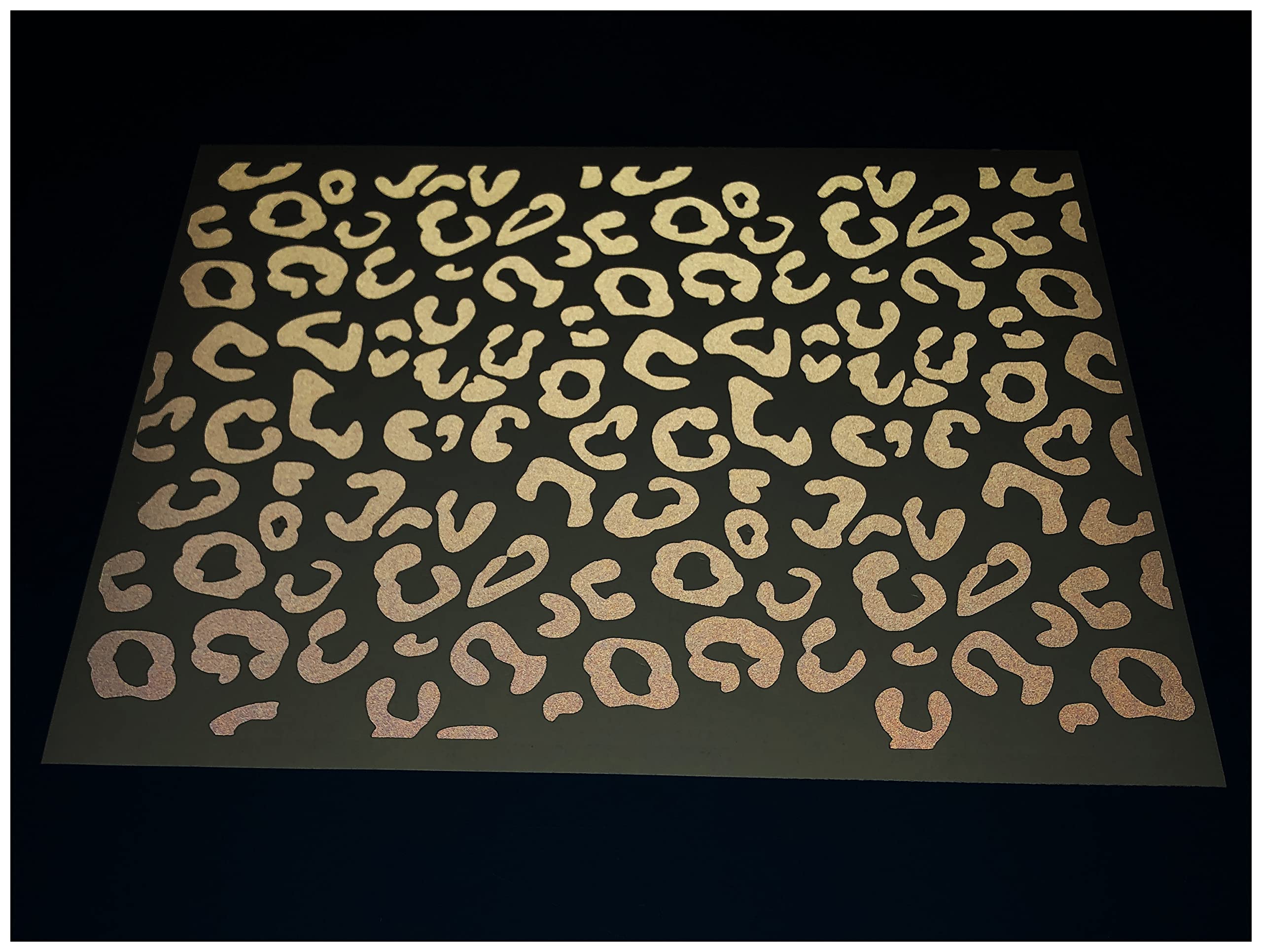 Veloviz Reflective A4 Leopard Print Sheet Die-Cut Vinyl Cargo Bike Stickers Decals (Black (Reflects as white))