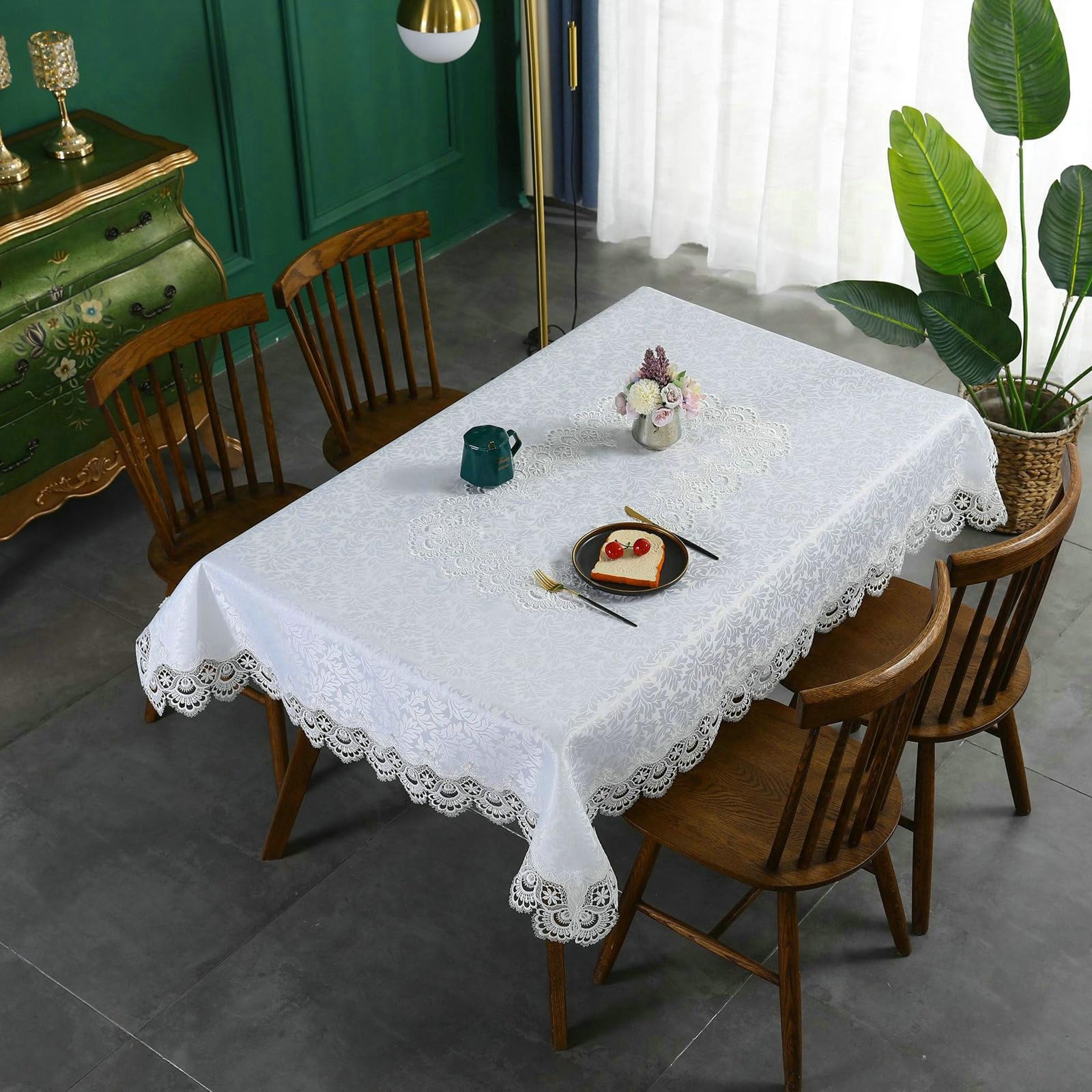Tovaglia Bianca Quadrata Poliestere, Tovaglia Lavabile 150x150