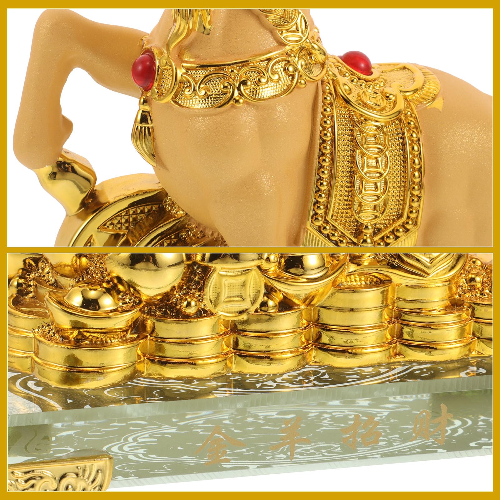 iplusmile Statuina Capra Dorata da Collezione con Monete Fortuna