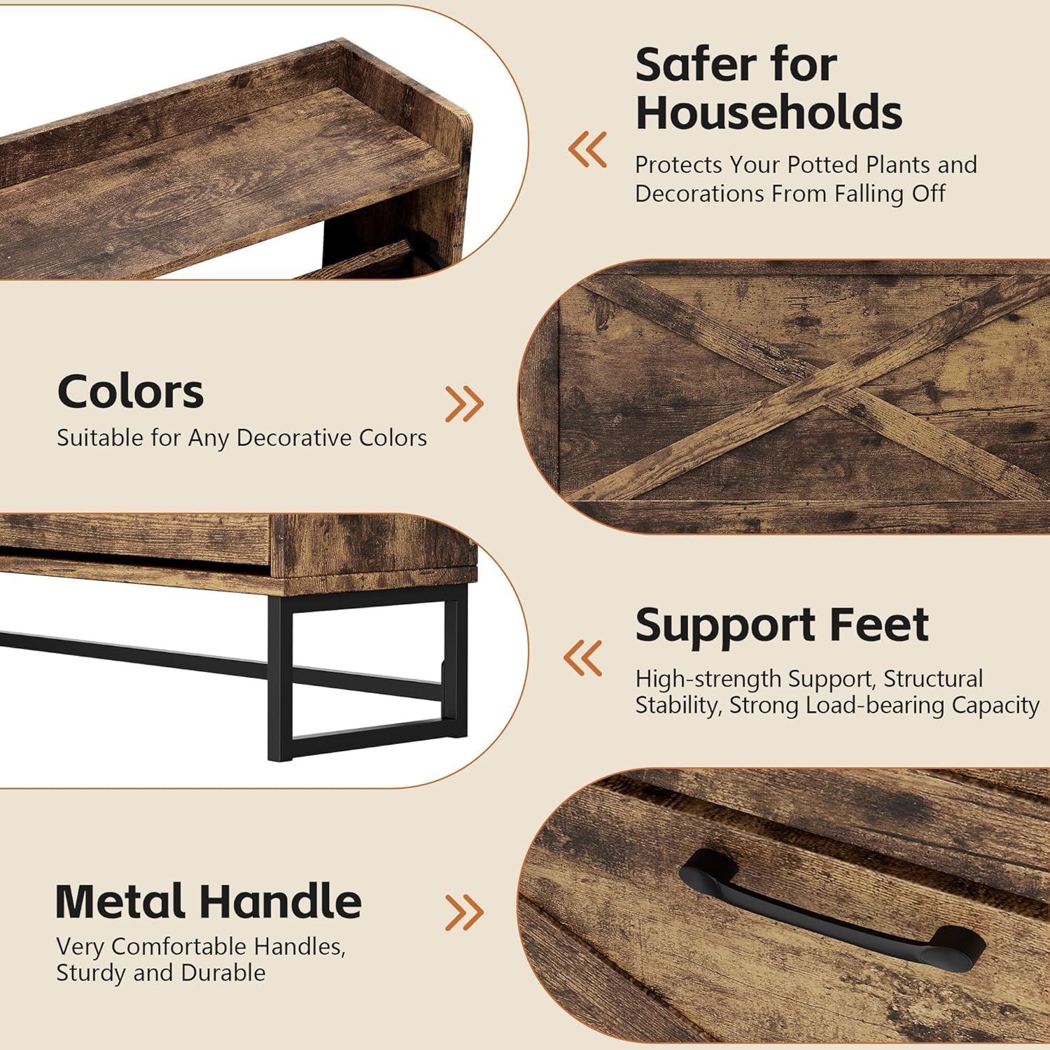 Shoe Cabinet Storage for Entryway Hidden Shoes Storage Cabinet with 2 Rattan Flip Drawers, Shoes Cabinet with Adjustable Shelves for Entryway, Hallway, Shoe Organizer Cabinet, Rustic Brown