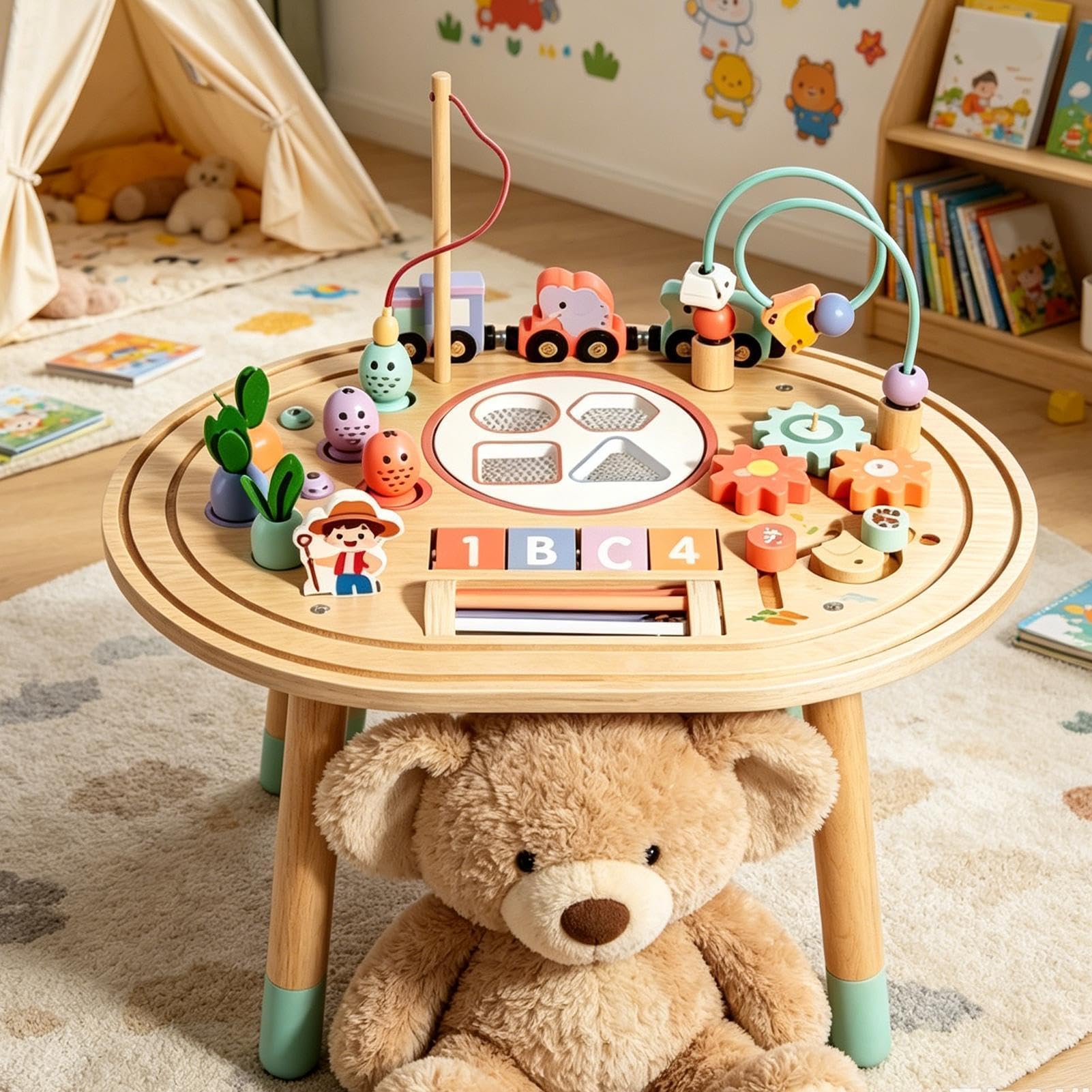 Tavolo Sensoriale per Bambini Labirinto Perline in Piedi con Ingranaggi in | Giocattolo Incastro Forme per Bambini per Bambini da 12 + Asilo Aula Soggiorno Casa Scuola 'Infanzia