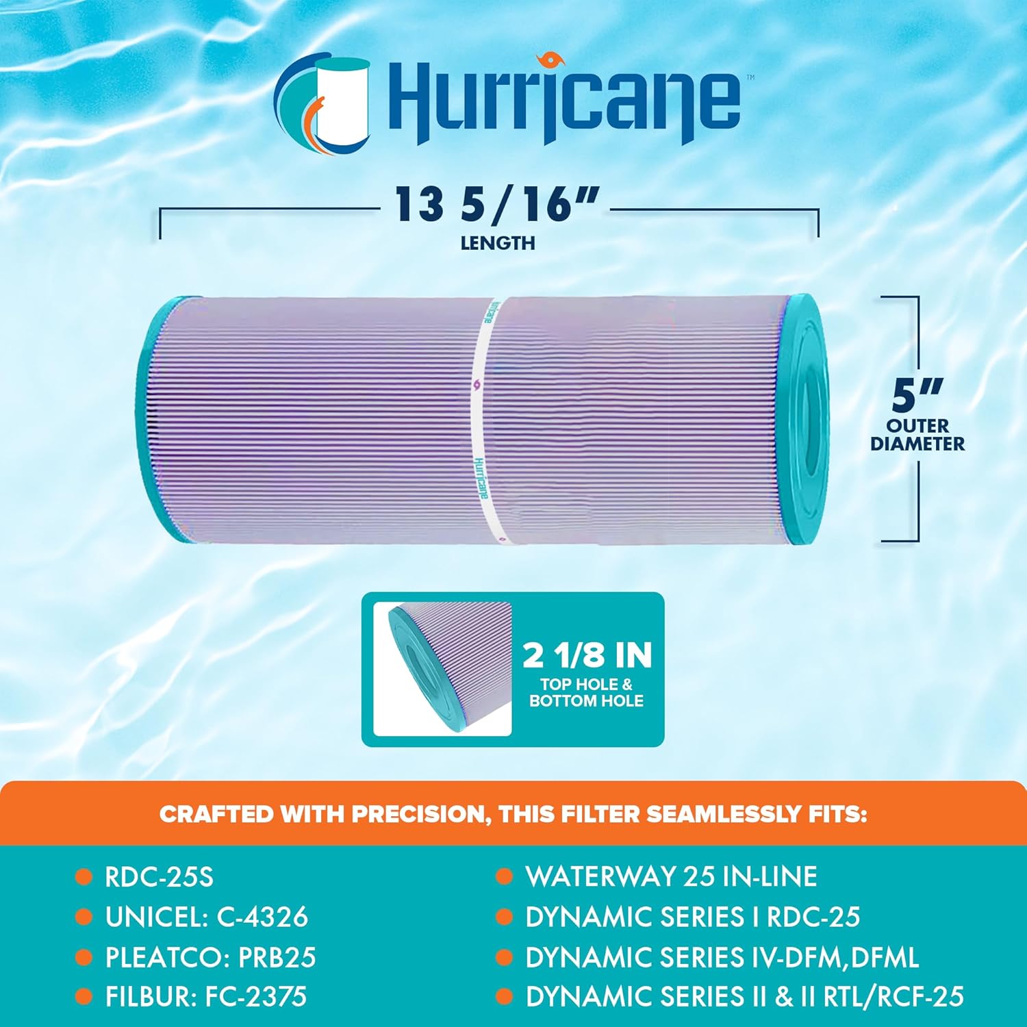 Hurricane Filters HF4326-01 Platinum Purple Spa Filter Cartridge - Replacement for Pleatco PRB25, Unicel C-4326, Filbur FC-2375, Dynamic Series I RDC-25, Waterway 25 in-Line - Image 3