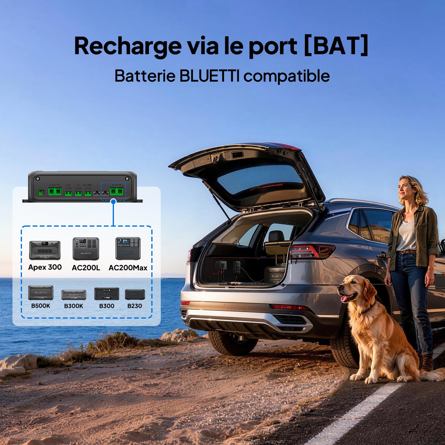 BLUETTI Charger 2 1200W Chargeur Alternateur DC-DC Double Entrée