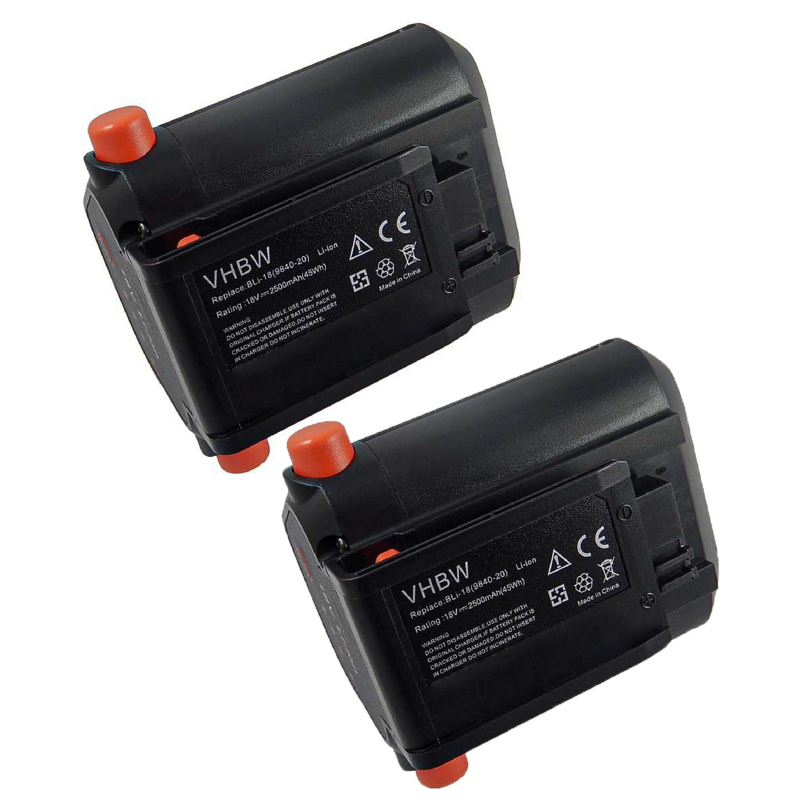 vhbw 2 x akumulator kompatybilny z Gardena PowerMax Li-18/32 5039-20, TCS Li-18/20 (8866-20) (2500 mAh, 18 V, litowo-jonowy)