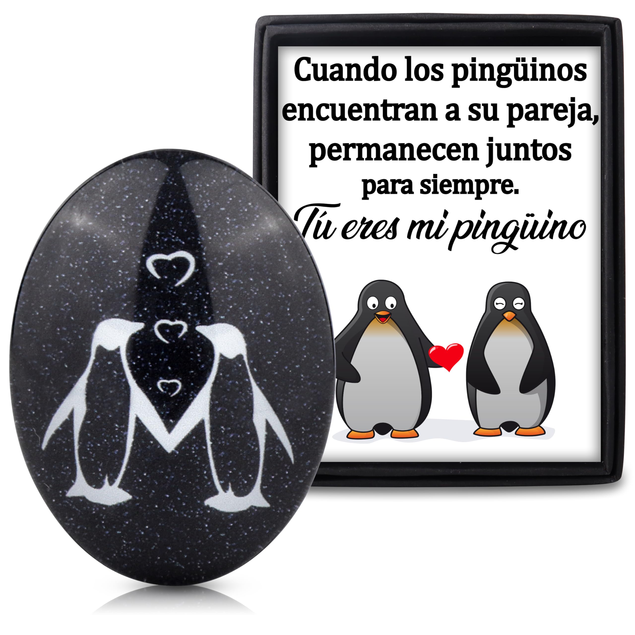 Rebundex Regalo Aniversario Pareja Regalos San Valentin Hombre Mujer Novio Novia Piedra Pingüino Originales para Hombre Mujer Cumpleaños Navidad Esposa Esposo