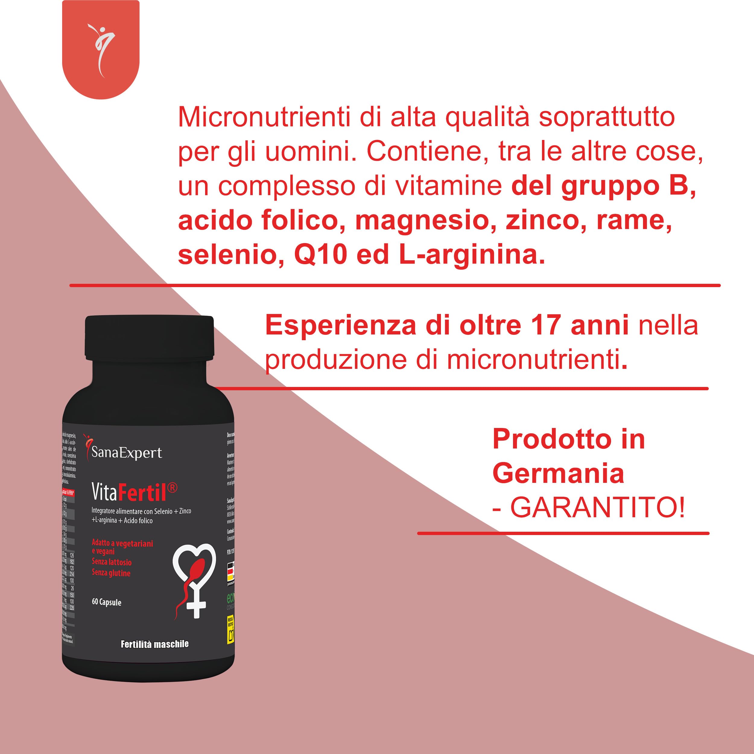 SanaExpert Natalis Pre Donna + VitaFertil Uomo – Bundle Fertilità di Coppia Integratori per Lei e Lui con Quatrefolic®, Vitamine e Minerali – Supporto Preconcezione – Made in Germany