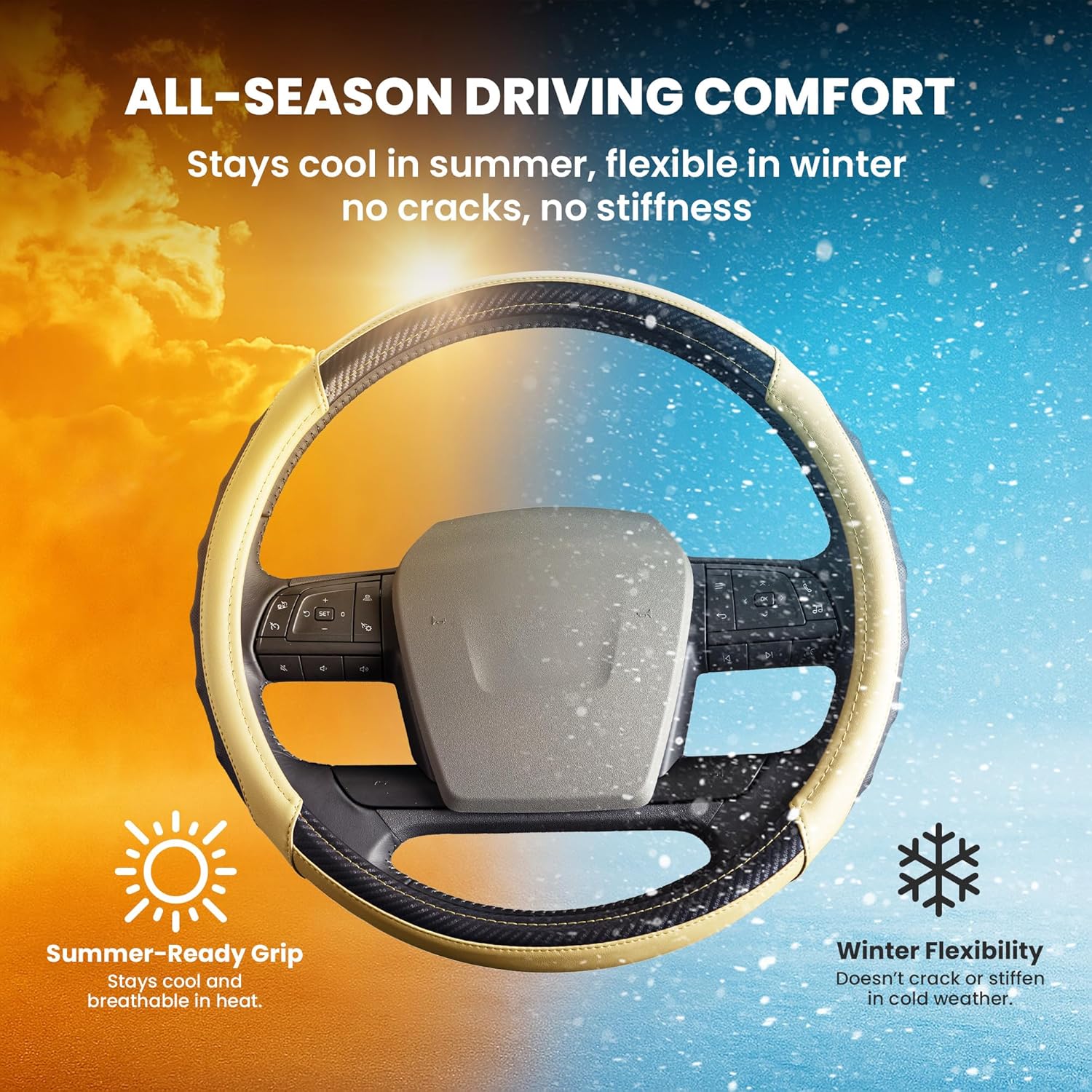 18-Inch RV Steering Wheel Cover for Class A Motorhome – Premium Leather Grip, Anti-Slip & Breathable Design, Comfort Motorhome Accessories for Long Trips, Universal RV Accessories Upgrade - Tan - Image 9