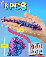 Vista 2 de Paquete de 6 huevos de dragón 3D impresos con dragón dentro, rellenos para cesta de Pascua, mini juguetes de misterio de cristal de Pascua
